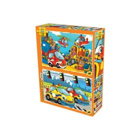 Laço Kids 35-60 Parça LC7331 Sevimli Taşıtlar 2in1 Puzzle