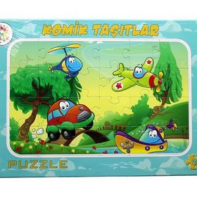 Laço Kids Frame Komik Taşıtlar Puzzle