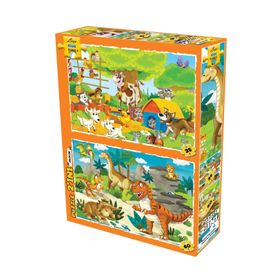 Laço Kids Neşeli Hayvanlar 50-100 Parça 2in1 Puzzle