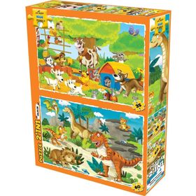 Laço Kids Neşeli Hayvanlar 50-100 Parça 2in1 Puzzle
