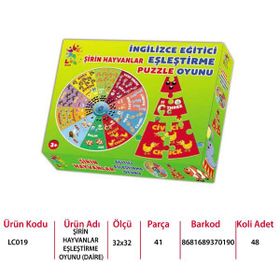 Laço LC019 Kids Eşleştirme Oyunu Şirin Hayvanlar Puzzle
