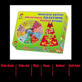 Laço LC019 Kids Eşleştirme Oyunu Şirin Hayvanlar Puzzle