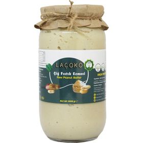 Laçoko 1 kg Şekersiz Katkısız Glutensiz Vegan Doğal Az Kavrulmuş Yer Fıstığı Ezmesi