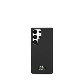 Lacoste Galaxy S25 Ultra Metal Logolu PU Pike Desenli Siyah Telefon Kılıfı