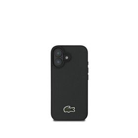 Lacoste iPhone 16 Magsafe Koyu Yeşil PU Pike Desenli Timsah Logolu Siyah Uyumlu Telefon Kılıfı