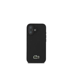 Lacoste iPhone 16 Magsafe PU Pike Desenli Timsah Logolu Siyah Uyumlu Telefon Kılıfı