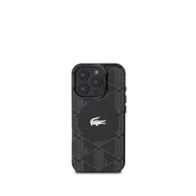 Lacoste iPhone 16 Pro Max IML Logolu Monogram Magsafe Siyah Uyumlu Telefon Kılıfı