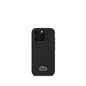 Lacoste iPhone 16 Pro Max PU Pike Desenli Metal Logolu Siyah 1.5 mt Type-C Kablo Telefon Kılıfı