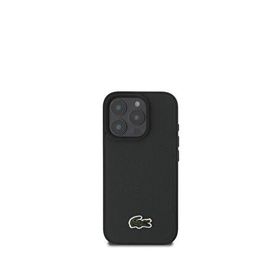 Lacoste iPhone 16 Pro PU Pike Desenli İkonik Timsah Logolu Magsafe Siyah Uyumlu Telefon Kılıfı