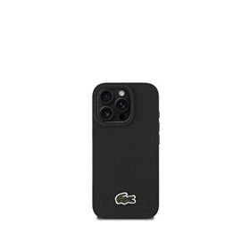 Lacoste iPhone 16 Pro PU Pike Desenli Metal Logolu Siyah 1.5 mt Type-C Kablo Telefon Kılıfı