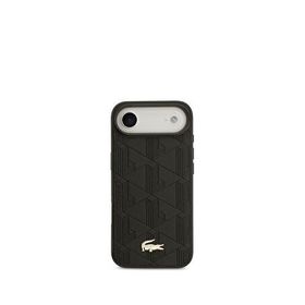 Lacoste iPhone 17 Air Monogram Serisi PU Deri Tasarımlı Magsafe Siyah Uyumlu Telefon Kılıfı