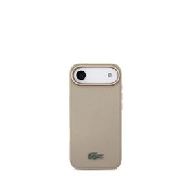 Lacoste iPhone 17 Air Pike Desenli Metal Logolu Kartlıklı Magsafe Bej Uyumlu Telefon Kılıfı