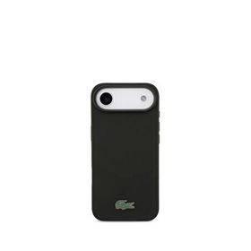 Lacoste iPhone 17 Air Pike Desenli Metal Logolu Kartlıklı Magsafe Siyah Uyumlu Telefon Kılıfı