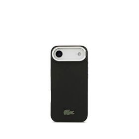 Lacoste iPhone 17 Air PU Pike Desenli Standlı Metal Logolu Magsafe Siyah Uyumlu Telefon Kılıfı