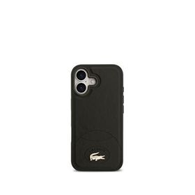Lacoste iPhone 17 Metal Logolu PU Deri Tasarımlı Magsafe Siyah Uyumlu Telefon Kılıfı
