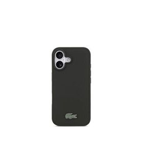 Lacoste iPhone 17 Pike Desenli Metal Logolu Kartlıklı Magsafe Siyah Uyumlu Telefon Kılıfı