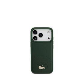 Lacoste iPhone 17 Pro Metal Logolu PU Deri Tasarımlı Magsafe Yeşil Uyumlu Telefon Kılıfı