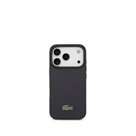 Lacoste iPhone 17 Pro Pike Desenli Metal Logolu Kartlıklı Magsafe Lacivert Uyumlu Telefon Kılıfı