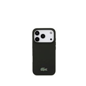 Lacoste iPhone 17 Pro Pike Desenli Metal Logolu Kartlıklı Magsafe Siyah Uyumlu Telefon Kılıfı