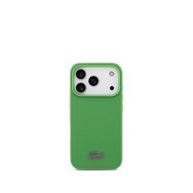 Lacoste iPhone 17 Pro Pike Desenli Metal Logolu Kartlıklı Magsafe Yeşil Uyumlu Telefon Kılıfı