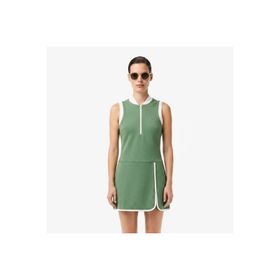 Lacoste Kadın Classic Fit Kolsuz Yarım Fermuarlı Yeşil Elbise