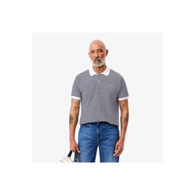 Lacoste L.12.12 Classic Fit Çizgili Beyaz Polo Erkek T-shirt