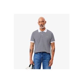 Lacoste L.12.12 Classic Fit Çizgili Beyaz Polo Erkek T-shirt