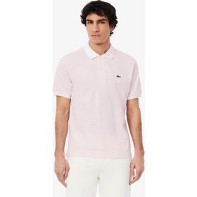 Lacoste L.12.12 Classic Fit Çizgili Pembe Polo Erkek T-shirt
