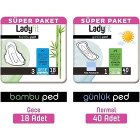 Ladyfit 18 Adet Bambu Süper Gece+40 Adet Süper Normal Günlük Ped