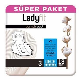 Ladyfit Pamuk Süper Gece 18 Ped