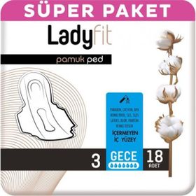 Ladyfit Pamuk Süper Gece 18 Ped