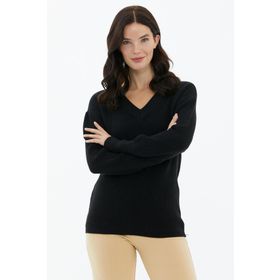 Lafaba 17K100239 Siyah V Yaka Triko Kadın Kazak