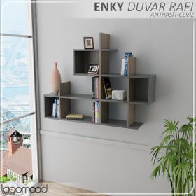 Lagomood Enky Antrasit ve Ceviz Duvar Rafı