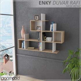 Lagomood Enky Beyaz ve Meşe Duvar Rafı