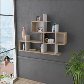 Lagomood Enky Beyaz ve Meşe Duvar Rafı