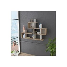 Lagomood Enky Beyaz ve Meşe Duvar Rafı