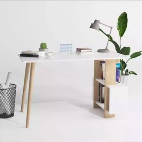 Lagomood Side Beyaz Meşe Çalışma Masası