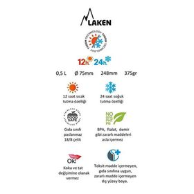 Laken LKTS5R Summit 0.50 lt Paslanmaz Çelik Kırmızı Şişe Termos