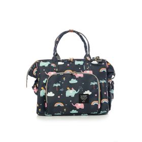 Lal Baby Baggage Bag Fil Desenli Lacivert Omuz Askılı Anne Bebek Bakım Çantası