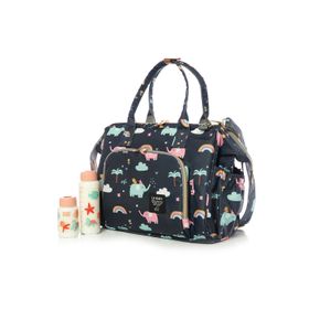 Lal Baby Baggage Bag Fil Desenli Lacivert Omuz Askılı Anne Bebek Bakım Çantası