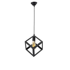 Lambadar 3528-1BLK Rustik Siyah Retro Model Geometrik Sarkıt Metal Küp Avize