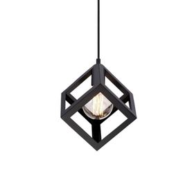Lambadar 3528-1BLK Rustik Siyah Retro Model Geometrik Sarkıt Metal Küp Avize