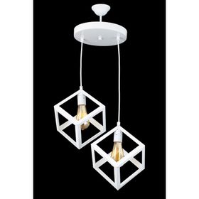 Lambadar 3528-2WHT Rustik Retro Model Geometrik Sarkıt Metal Küp Avize