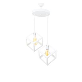 Lambadar 3528-2WHT Rustik Retro Model Geometrik Sarkıt Metal Küp Avize