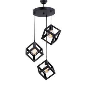 Lambadar 3528-3BLK Rustik Siyah Retro Model Geometrik Sarkıt Metal Küp Avize