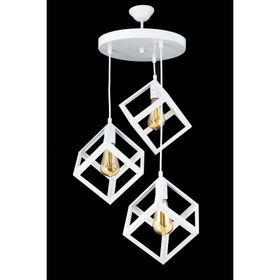 Lambadar 3528-3WHT Rustik Retro Model Geometrik Sarkıt Metal Küp Avize