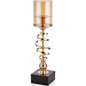 La'Medore 10 x 10 x 39 cm Gold Ribbon Gövdesi Kıvrımlı Küçük Boy Mumluk