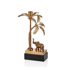 La'Medore 19 x 18 x 34 cm Fil Detaylı Palmiye Ağacı Brass Mumluk