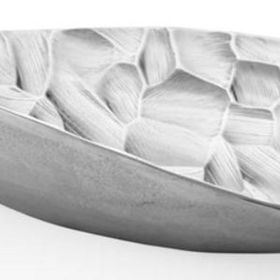 La'Medore 62,5x20x10 cm Comb Yaprak Şekilli Gumus Dekoratif Büyük Tabak