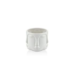 La'Medore Havelka Büyük Boy 11.5x11 cm Suratlı Parlak Beyaz Dekoratif